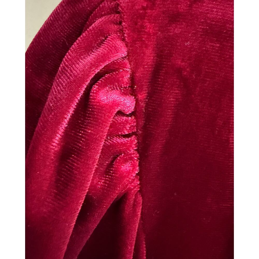 Dokotoo Burgundy Velvet Midi Dress Women’s L V Neck Ruffle Tier Pockets NWT - Picture 9 of 10